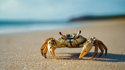 A Crab on the Beach, a Close-up