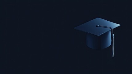 A Single Graduation Cap with a Tassel on a Dark Background