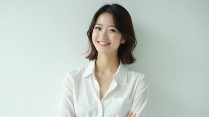 Portrait of a Japanese Woman with a Natural Smile - Bright and Clean Expression
