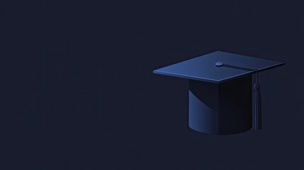 A Black Graduation Cap with a Tassel on a Blue Background