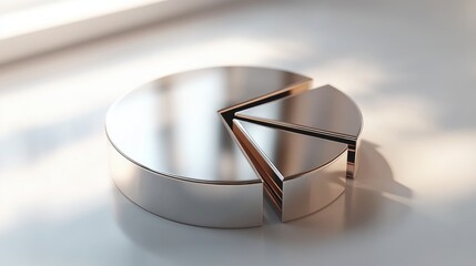 Modern Metallic Pie Chart on Bright Surface