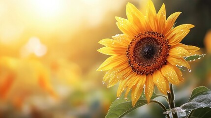 Naklejka premium Bright Sunflower in Soft Morning Light