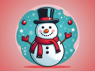abstract Pop art Christmas snowman on color background. Merry Christmas and Happy New Year.