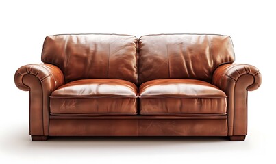 Fototapeta premium Leather sofa isolated on white background.