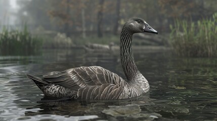 Obraz premium Grey Goose Swimming in a Pond - Wildlife Photography