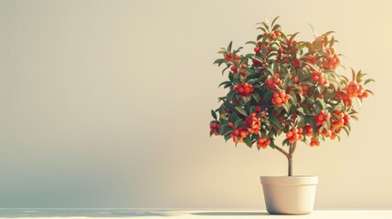 Fototapeta premium Minimalist 3D Acerola Tree in a Pot
