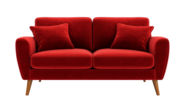 red sofa isolated on white background