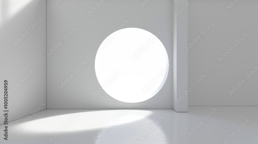 Poster Minimalist 3D Space with Round Window