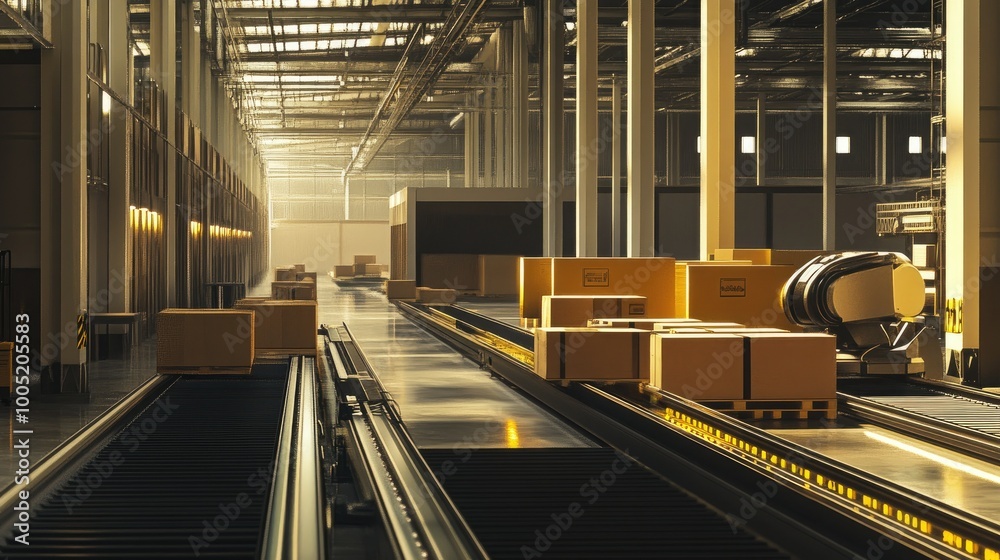 Poster Automated Conveyor System with Robotic Arms