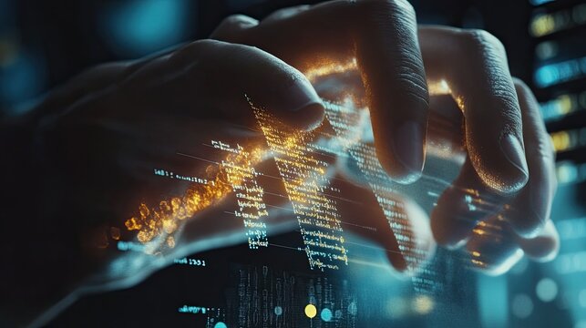 Hands Manipulating DNA Sequence Model in Digital Environment