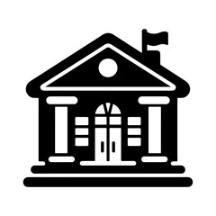 Black silhouette court bank vector icon illustration on a transparent background