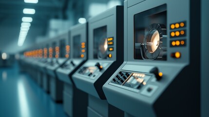 Naklejka premium Modern Control Panels in Industrial Setting