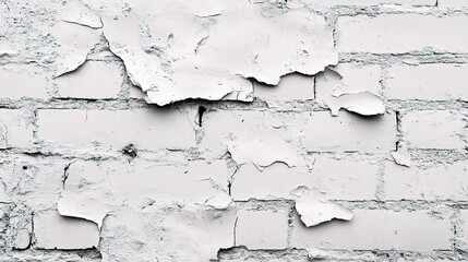 Obraz premium Textured White Brick Wall with Peeling Paint