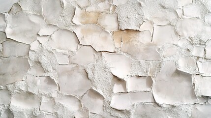 Cracked White Wall with Peeling Paint Texture