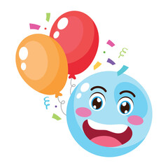 birthday emoji with party balloons