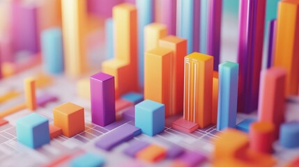 Obraz premium Colorful 3D Bar Graph Representation of Data