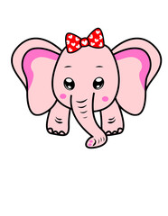 Pink Baby Elephant | Wildlife | Jungle Life | Peeking Elephant | Baby Elephant | Big Mammal | Elephant with Ribbon | Zoo Animal | Original Illustration | Vector and Clipart | Cutfile and Stencil