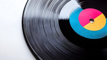 Vintage Vibes: Close-Up of a Vinyl Record Captured in Detailed Precision