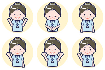 介護士の女性のポーズセット_02