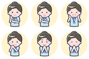 介護士の女性のポーズセット_04