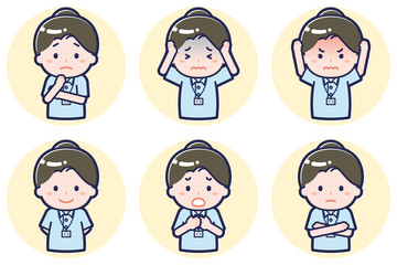 介護士の女性のポーズセット_05