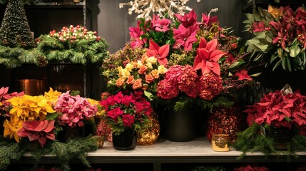 Fototapeta premium Colorful Seasonal Flower Display for Festive Settings