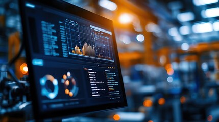 Digital dashboard showing realtime quality control metrics in a factory, datadriven QC, realtime monitoring