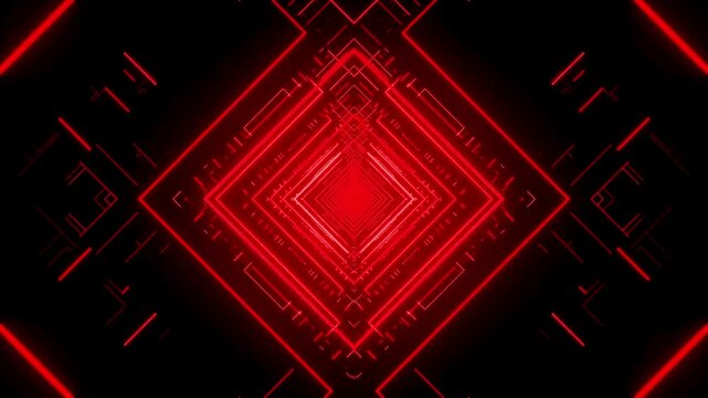 Hi tech Technology red neon glow Portal Sci-fi tunnel background vj loop.