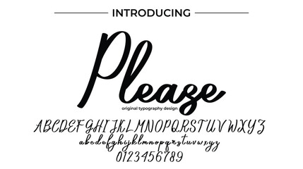 Please Font Stylish brush painted an uppercase vector letters, alphabet, typeface