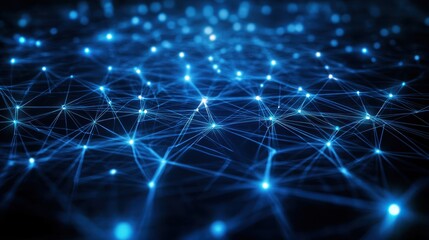 Fototapeta premium Abstract Blue Network Connection Background - Technology, Digital, Futuristic, Connectivity, Communication