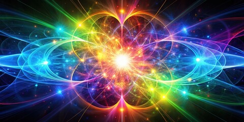 of quantum energy with vibrant colors and abstract shapes, quantum, energy, abstract, vibrant, colors
