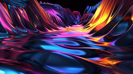 Obraz premium Abstract iridescent 3D landscape with glowing colors