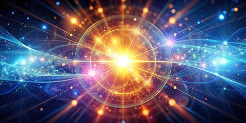 Quantum energy abstract with glowing particles and light effects, quantum, energy, abstract,glowing, particles