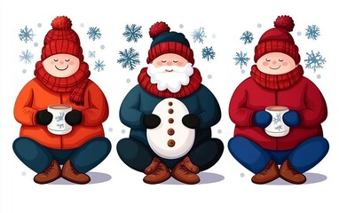 Preparing for winter fitness goals flat design, side view, goalsetting theme, cartoon drawing, Triadic color scheme