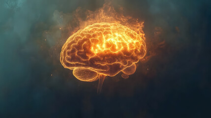 Fototapeta premium Glowing Brain on Dark Background