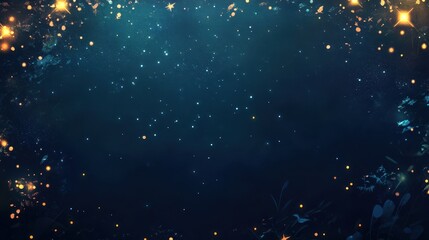 Abstract Night Sky with Glowing Stars and Bokeh Lights Background.