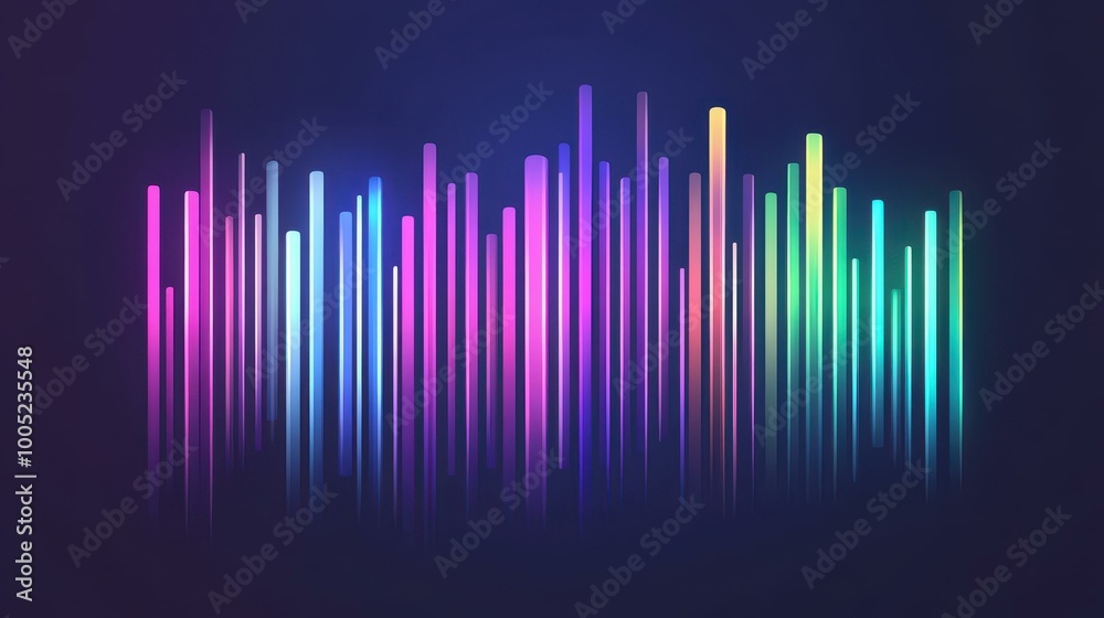 Canvas Prints Vibrant neon wave illustrations depict audio frequencies and pulse effects, showcasing modern sound in action.