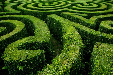 Naklejka premium Maze made of green leaves with flowers