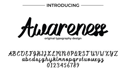 Awareness Font Stylish brush painted an uppercase vector letters, alphabet, typeface