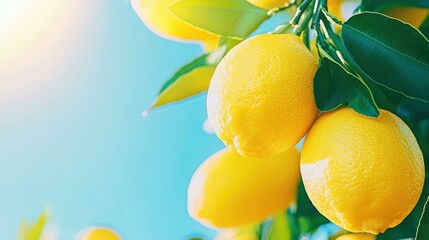 Experience the beauty of vibrant lemons glistening in the Mediterranean sunshine, showcasing summers fresh citrus delight.