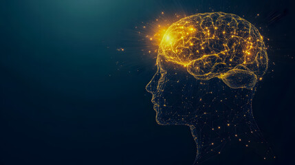 Obraz premium Human Brain Concept with Light Connections and Glow