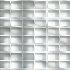 Empty White Grid Shelves with Light and Shadow Pattern - Modern Minimalist Interior Design Background.