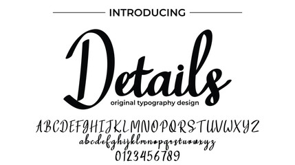 Details Font Stylish brush painted an uppercase vector letters, alphabet, typeface