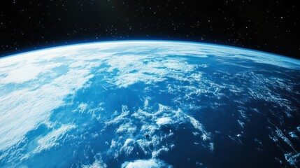 Obraz premium Earth from orbit, showing the delicate layers of atmosphere and the planet blue surface dotted with white clouds