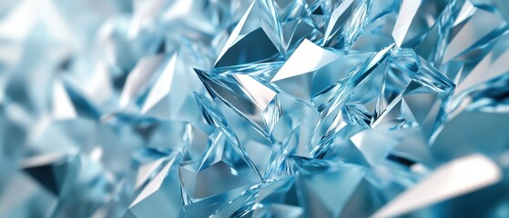 Abstract Blue Crystal Texture Background - Geometric Shapes, Diamond Pattern, Icy, Cold, Reflective, Shiny