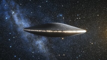 Obraz premium Smooth Featureless UFO in Starry Space Environment