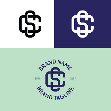 SC or CS monogram initials text letters logo design vector, Creative SC or CS logo ideas template