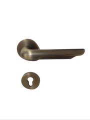 The modern door handle set is made of stainless steel with a gold finish