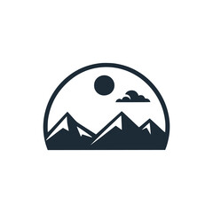 mountain nature landscape sun logo vector illustration template design