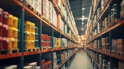 Endless Rows of Products in a Warehouse